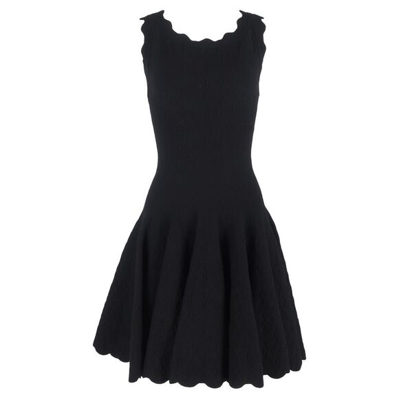 Alaïa Scalloped Mini Dress in Black Wool
